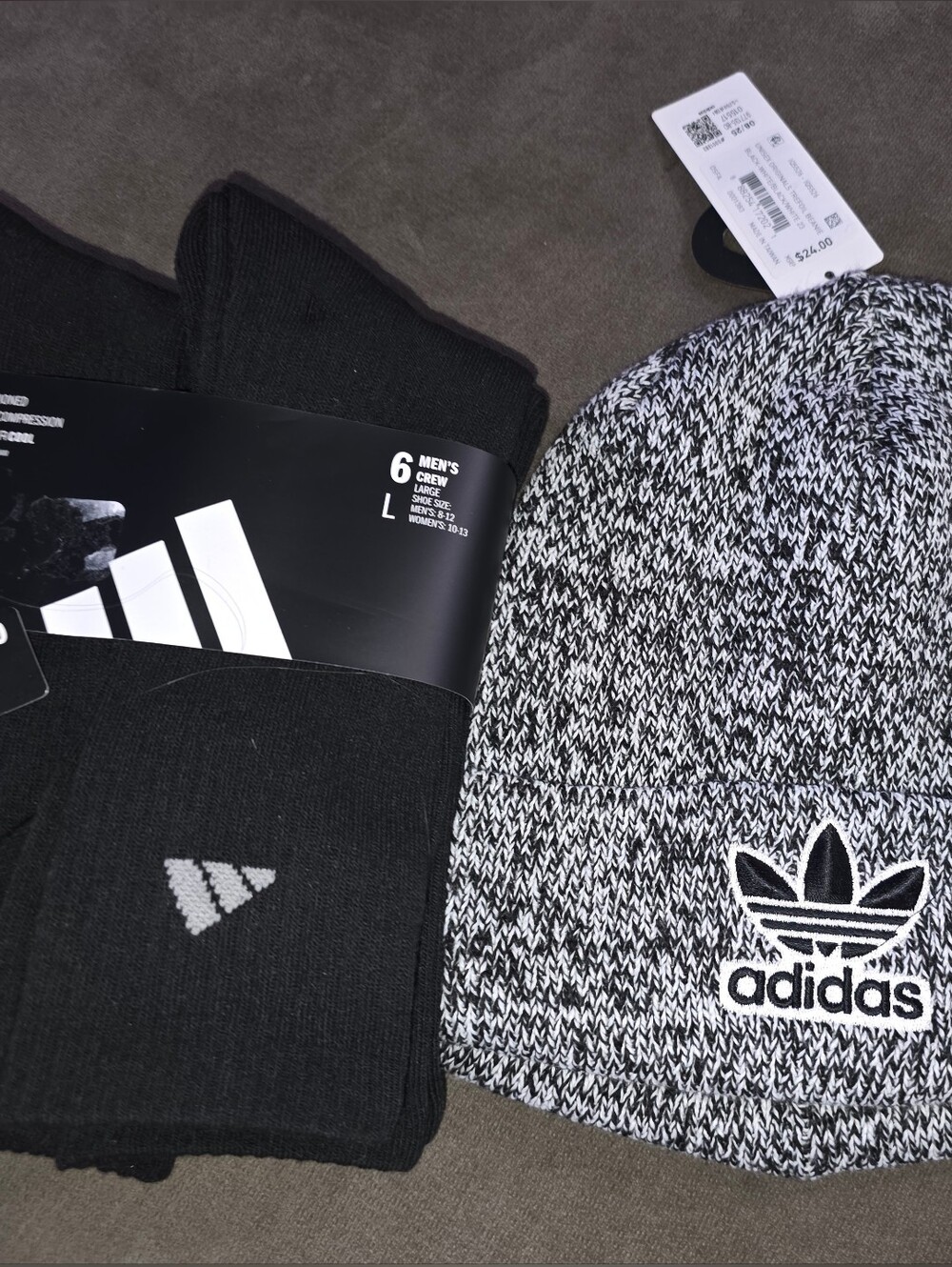 Adidas  Knit Beanie & 6pk of socks